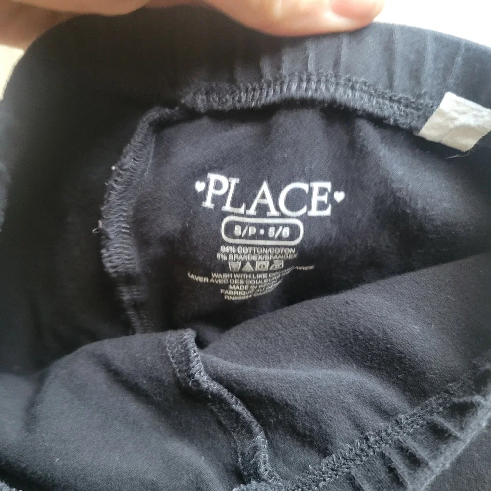 The Children's Place Leggings Girls Size 5/6 Black Solid Cotton Blend Basic